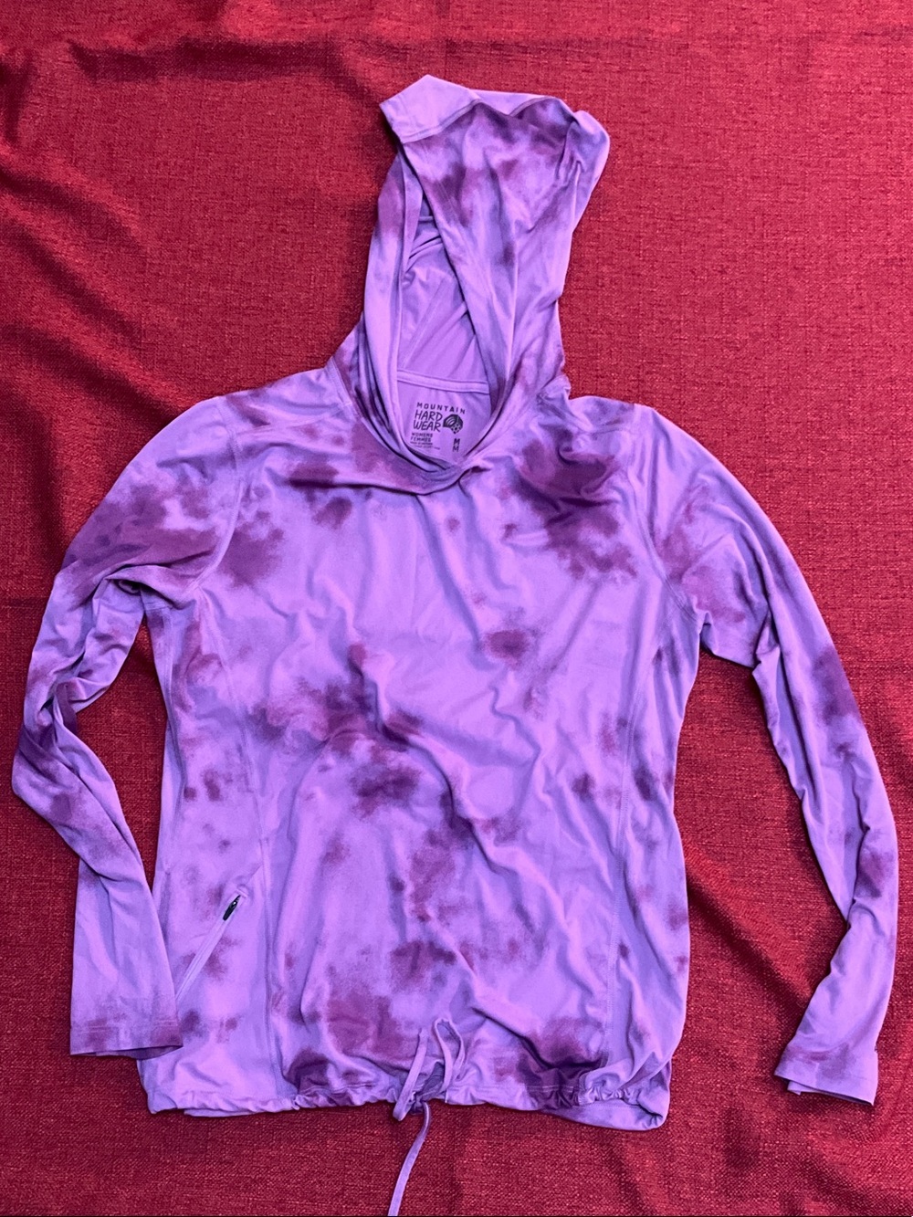Mountain Hardwear Women's Purple Tie-Dye Hooded Long Sleeve Top